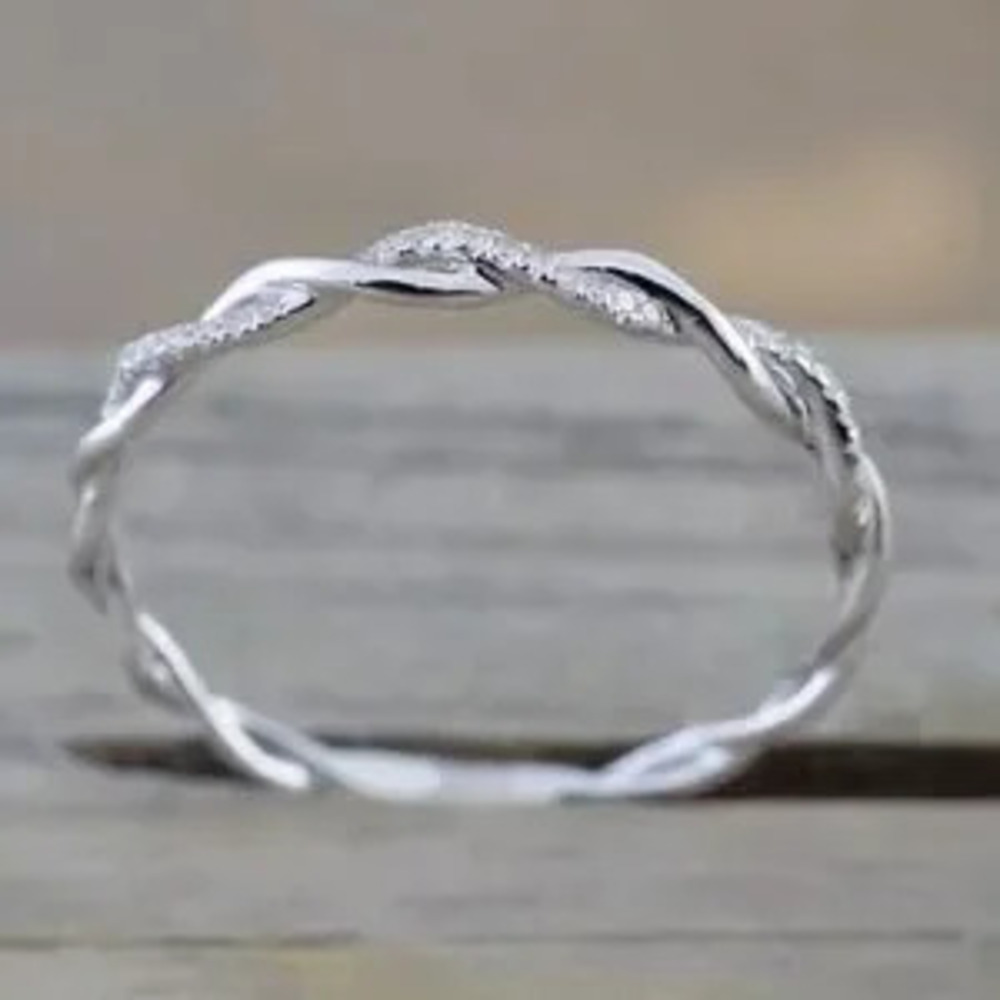 New Minimalist Stackable Twisted Silver Ring?size 6, 7, 8 Dainty Ring